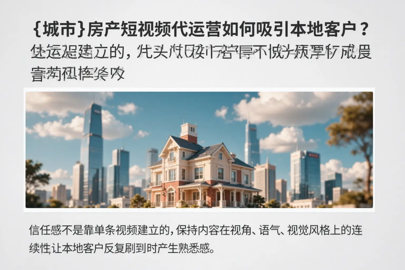 合山房产短视频代运营如何吸引本地客户?